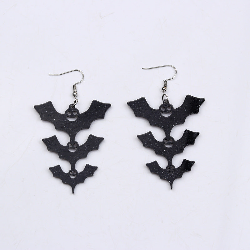 Wholesale Halloween Ladder Bat Acrylic Earrings